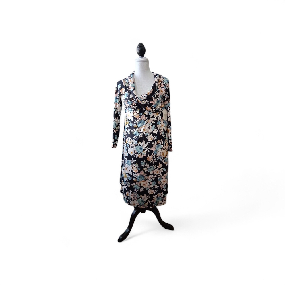 Altar'd State Black Floral Long Sleeve Dress